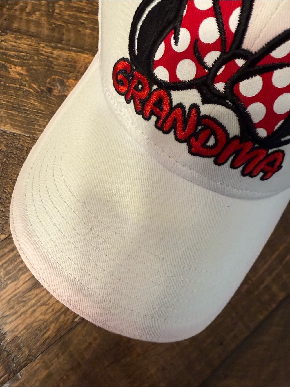 Disney Grandma Minnie Bow White Baseball Cap with Red Polka Dot - Picture 2 of 7